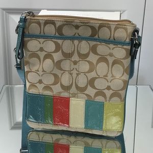 Coach Signature C multicolor stripe mini crossbody